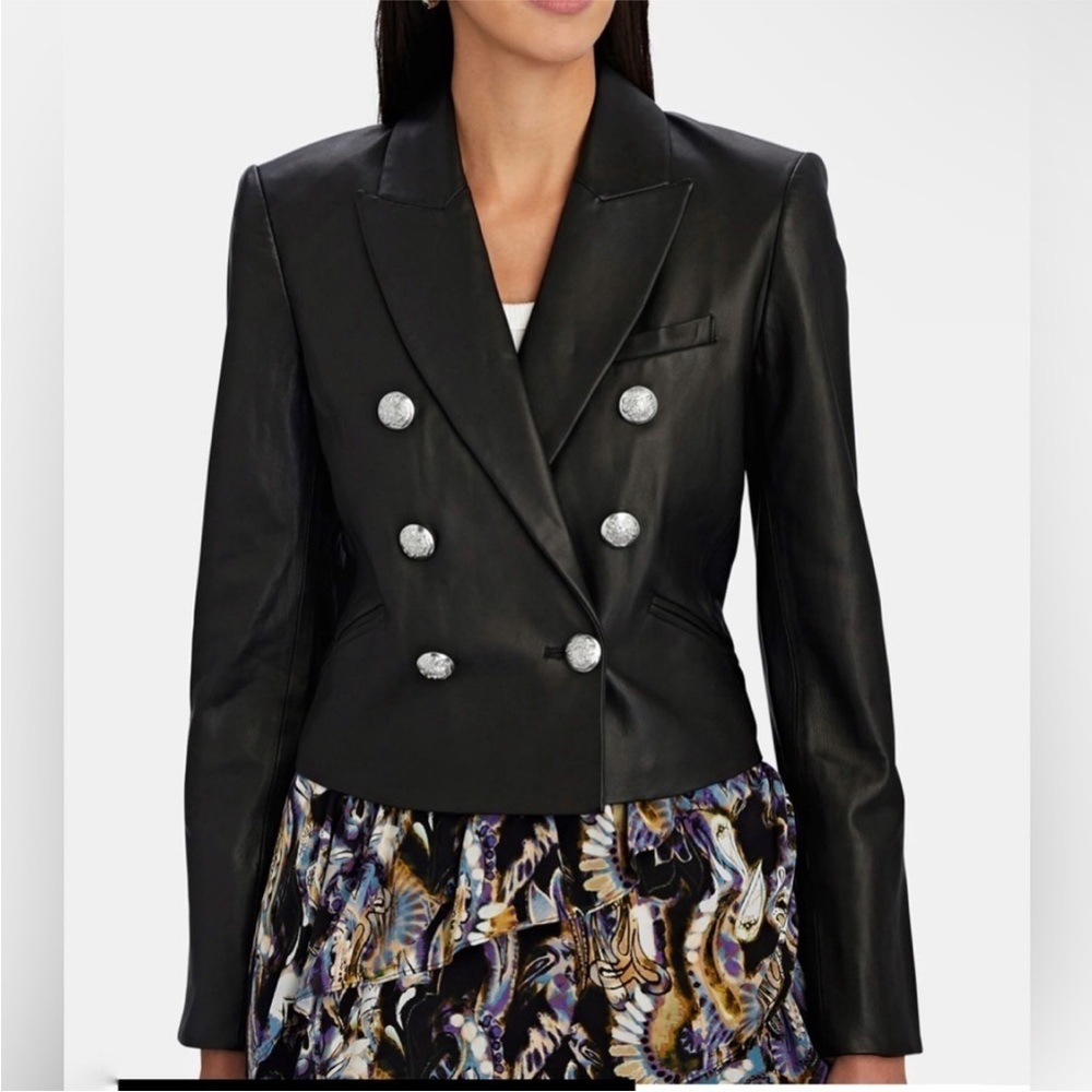 Veronica Beard cropped leather blazer - Picture 5 of 9